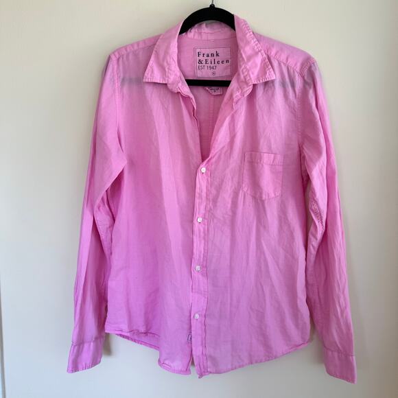 Frank & Eileen Cotton Barry Shirt Top Pink Button Front Collared Long Sleeve XL - Picture 1 of 6
